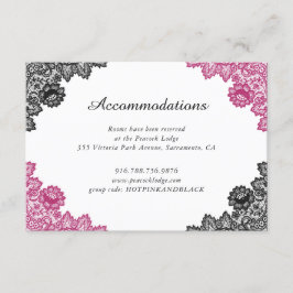 Carte D'accompagnement Chaud Rose noir dentelle Floral Mariage Logement