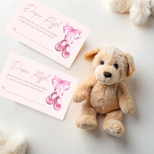 Carte D'accompagnement Chaussures bébé ruban rose coquette tombola couche