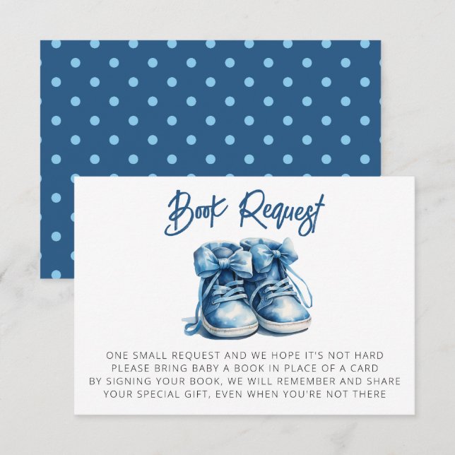 Carte D'accompagnement Chaussures pour bébés | Blue Boy Baby shower Deman (Devant / Derrière)