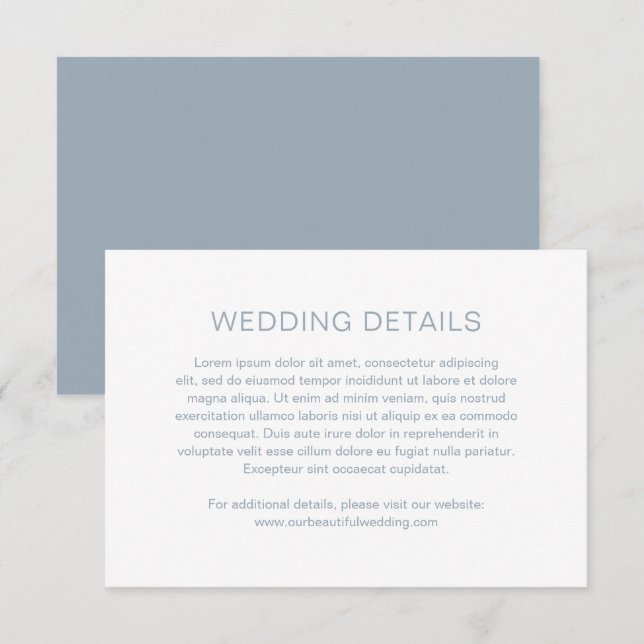 Carte D'accompagnement Chelsea Dusty Blue Mariage moderne (Devant / Derrière)