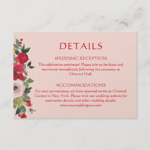 Carte D'accompagnement Chemise fleurie rose orangé détails du mariage chi