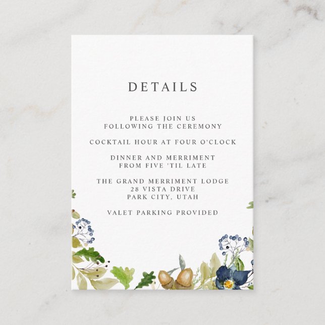Carte D'accompagnement Chêne brillant | MARIAGE Détails de l'hôtel Héberg (Devant)