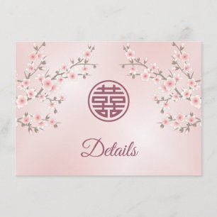 Carte D'accompagnement Cherry Blossom Mariage chinois rose