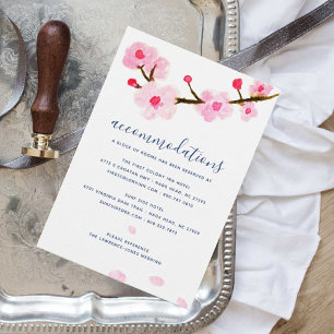 Carte D'accompagnement Cherry Blossom Mariage Hébergements