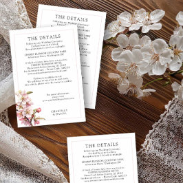 Carte D'accompagnement Cherry Blossom Mariage rose et blanc Détails