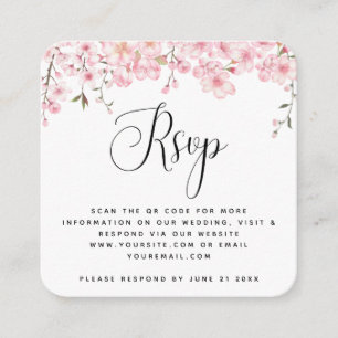 Carte D'accompagnement Cherry Blossom Printemps Mariage QR Code RSVP Élég