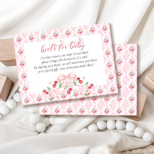 Carte D'accompagnement Cherry Pink Bow Baby showers Livres pour bébé