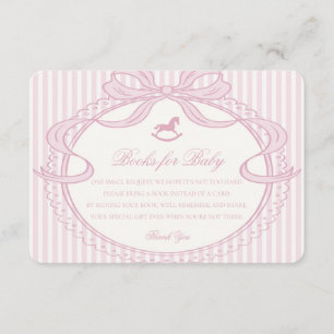 Carte D'accompagnement Cheval à bascule avec noeud papillon rose pour liv