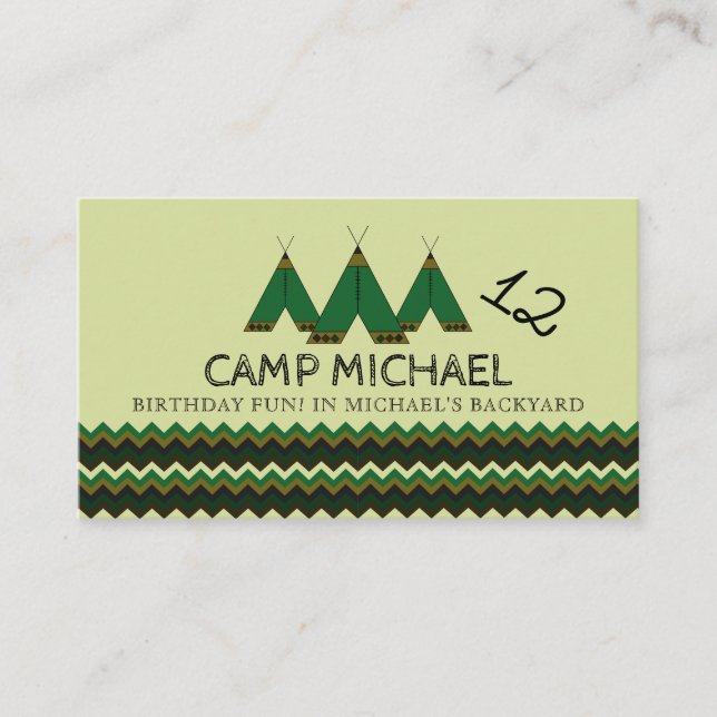 Carte D'accompagnement Chevron Tipi, Billet pour la fête d'anniversaire d (Devant)