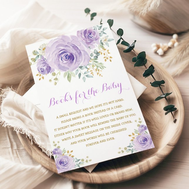 Carte D'accompagnement Chic Aquarelle Purple Floral Girl Baby shower (Créateur téléchargé)