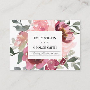 CARTE D'ACCOMPAGNEMENT CHIC BLUSH BURGUNDY FLORAL MARIAGE WISHING BIEN