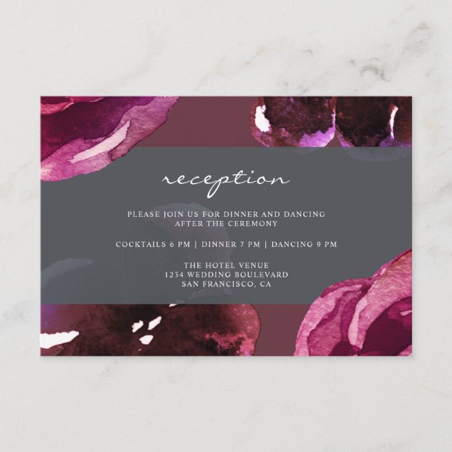 Carte D'accompagnement Chic Bourgogne Floral Mariage moderne (Devant)