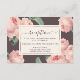 Carte D'accompagnement Chic Bourgogne Vintage rose rose Mariage Floral