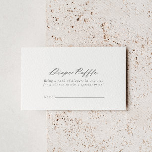 Carte D'accompagnement Chic calligraphie Silver Diaper Raffle Ticket