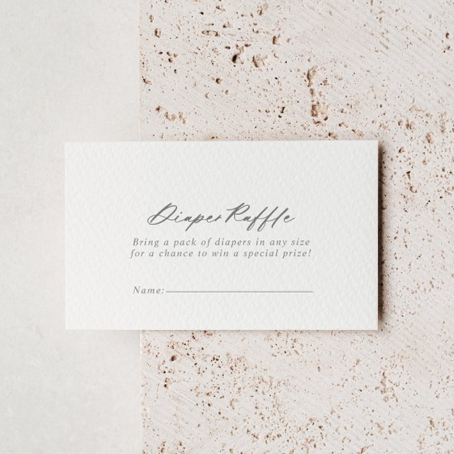 Carte D'accompagnement Chic calligraphie Silver Diaper Raffle Ticket (Créateur téléchargé)