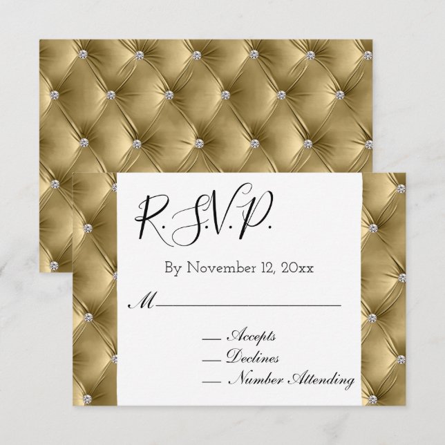 Carte D'accompagnement Chic Chic Chic Soft Plutôt Gold Velvet Mariage RSV (Devant / Derrière)