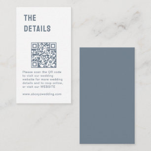 Carte D'accompagnement Chic Dusty Blue Morden minimaliste QR Code Mariage