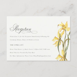 Carte D'accompagnement Chic Jaune Daffodil Aquarelle Réception de mariage