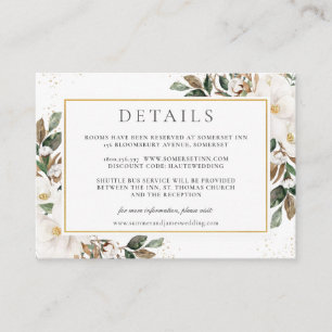 Carte D'accompagnement Chic Magnolia Floral Greenery Détails du Mariage
