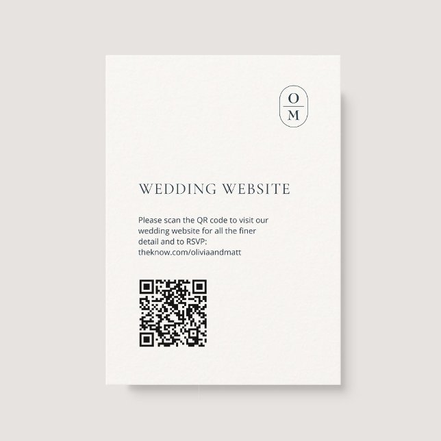 Carte D'accompagnement Chic Minimalist Monogram QR Wedding Website (Créateur téléchargé)
