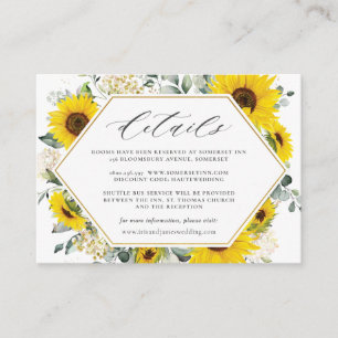 Carte D'accompagnement Chic Moderne Tournesol Floral Détails Mariage