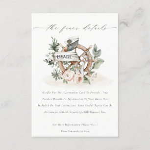 Carte D'accompagnement Chic Nautical Ancre Wheel Floral Détails du Mariag