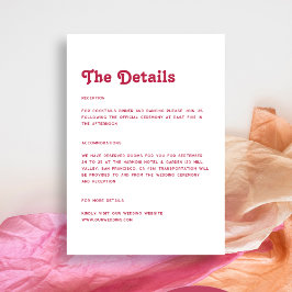 Carte D'accompagnement Chic Retro Summer Bright Hot Pink Détails du Maria