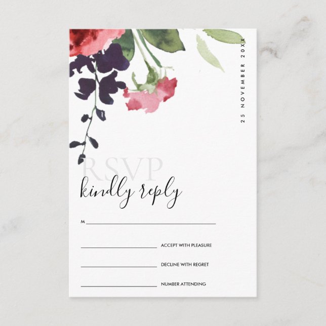 CARTE D'ACCOMPAGNEMENT CHIC ROSE ROSE ROSE PEONNE FLORALE MARIAGE DE COUL (Devant)