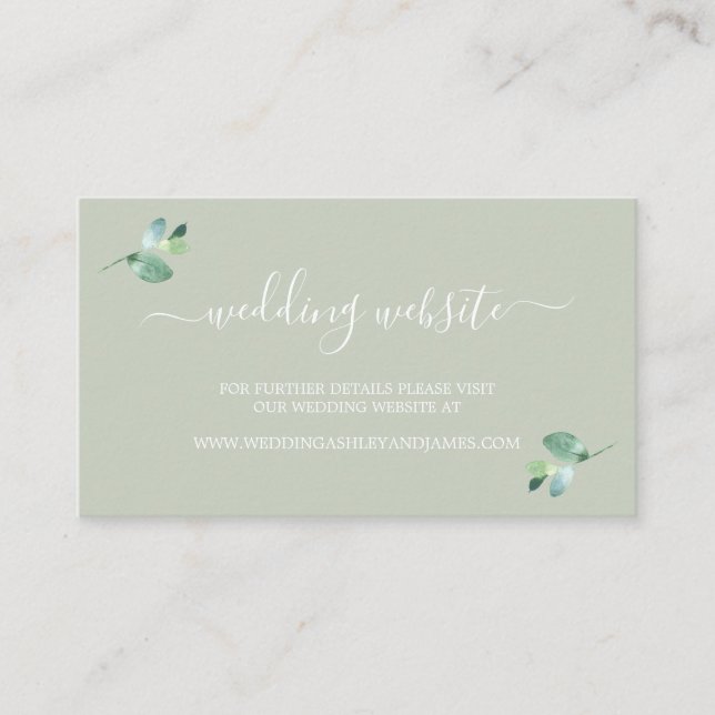 Carte D'accompagnement Chic Script Eucalyptus Foliage Site Mariage (Devant)