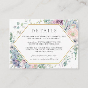 Carte D'accompagnement Chic Succulents Floral Greenery Détails du Mariage