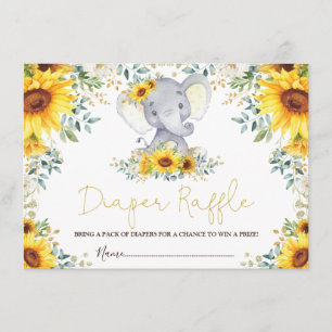 Carte D'accompagnement Chic Sunflower Jungle Elephant Baby Raffle de couc
