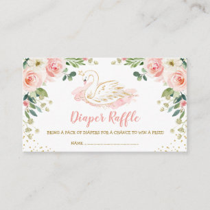 Carte D'accompagnement Chic Swan Princess Blush Gold Floral Diaper Raffle