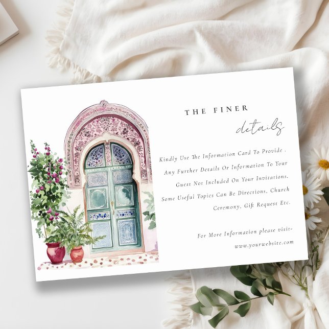 Carte D'accompagnement Chic Tropical Marocain Doorway Mariage détails (Créateur téléchargé)