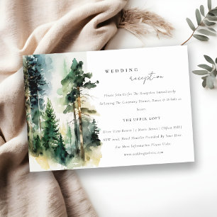 Carte D'accompagnement Chic Watercolor Forêt Bois Réception de mariage