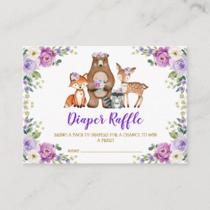 Carte D'accompagnement Chic Woodland Purple Floral Baby Diaper Raffle