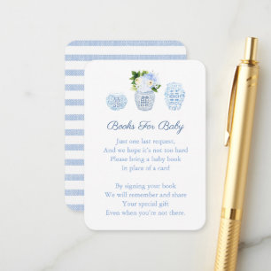 Carte D'accompagnement Chinoiserie Blue Floral Baby's Library Livre Douch