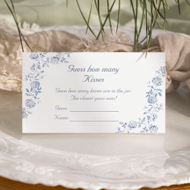 Carte D'accompagnement Chinoiserie Blue Floral Devine combien de baisers (Créateur téléchargé)