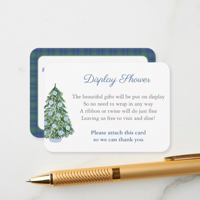 Carte D'accompagnement Chinoiserie Chic Arbre de Noël avec douche (Devant/Arrière en situation)