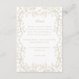 Carte D'accompagnement Chinoiserie romantique Mariage d'or français