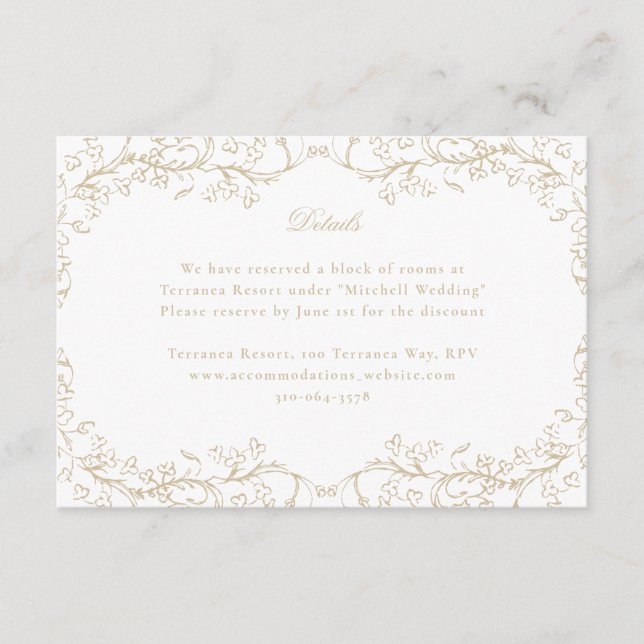 Carte D'accompagnement Chinoiserie romantique Mariage d'or français (Devant)