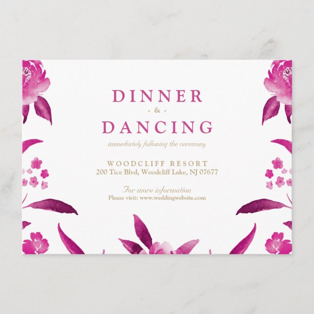 Carte D'accompagnement Chinoiserie rose florale Accueil de mariage (Devant)