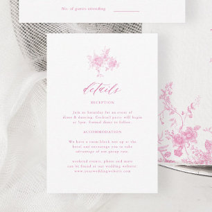 Carte D'accompagnement Chinoiserie Victorian Toile rose Mariage Détails
