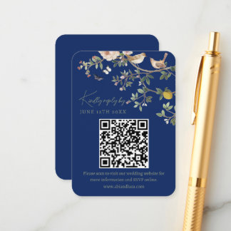 Carte D'accompagnement Chinoiserie Wedding Website RSVP QR Code 