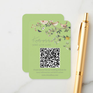 Carte D'accompagnement Chinoiserie Wedding Website RSVP QR Code 