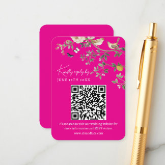 Carte D'accompagnement Chinoiserie Wedding Website RSVP QR Code 