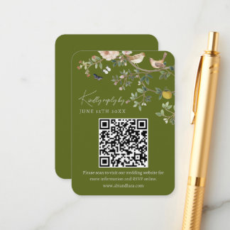 Carte D'accompagnement Chinoiserie Wedding Website RSVP QR Code 