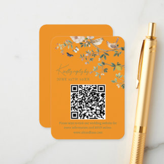 Carte D'accompagnement Chinoiserie Wedding Website RSVP QR Code 