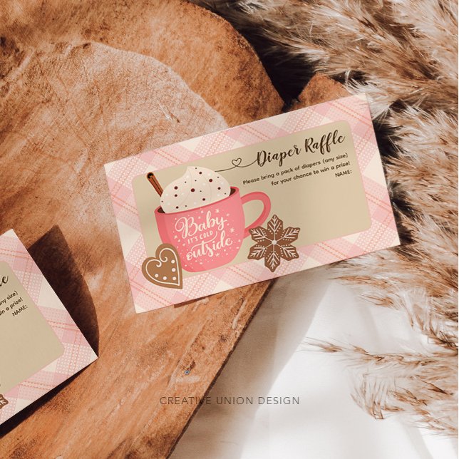 Carte D'accompagnement Chocolat Chaud Bébé Fille Hiver Loterie de Couches (Créateur téléchargé)