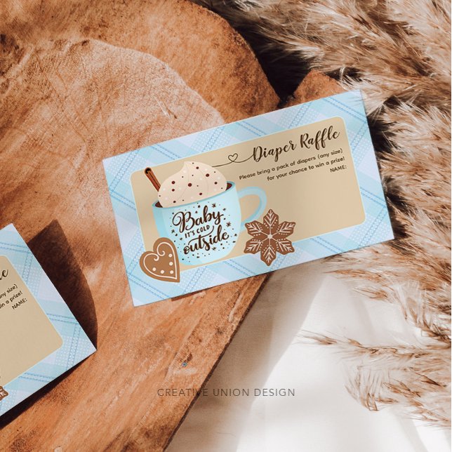 Carte D'accompagnement Chocolat chaud Hiver Baby Boy Diaper Raffle (Créateur téléchargé)