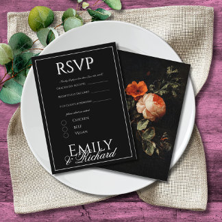 Carte D'accompagnement Choix de repas pour RSVP de mariage floral antique